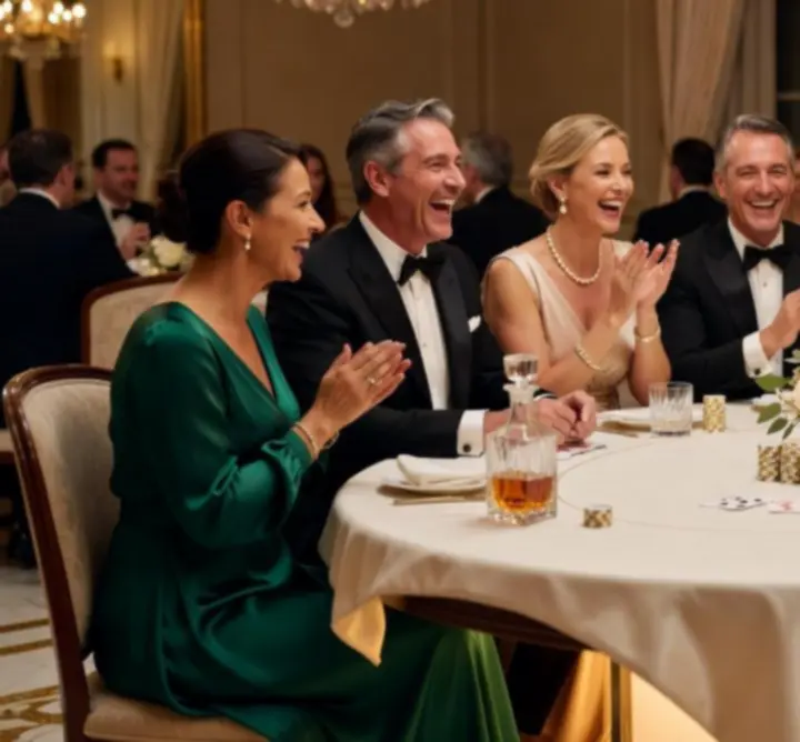 Goście podczas eleganckiego wydarzenia w Nocny Scena Hub, uchwyceni w emocjonujących momentach przy stole pokerowym