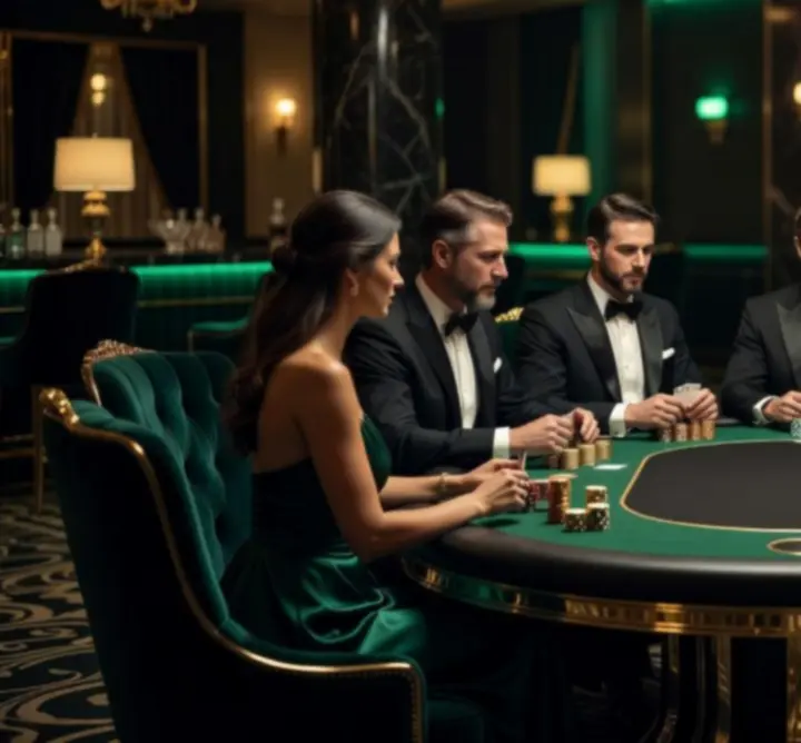Stylowy stół pokerowy podczas eleganckiego eventu w Nocny Scena Hub